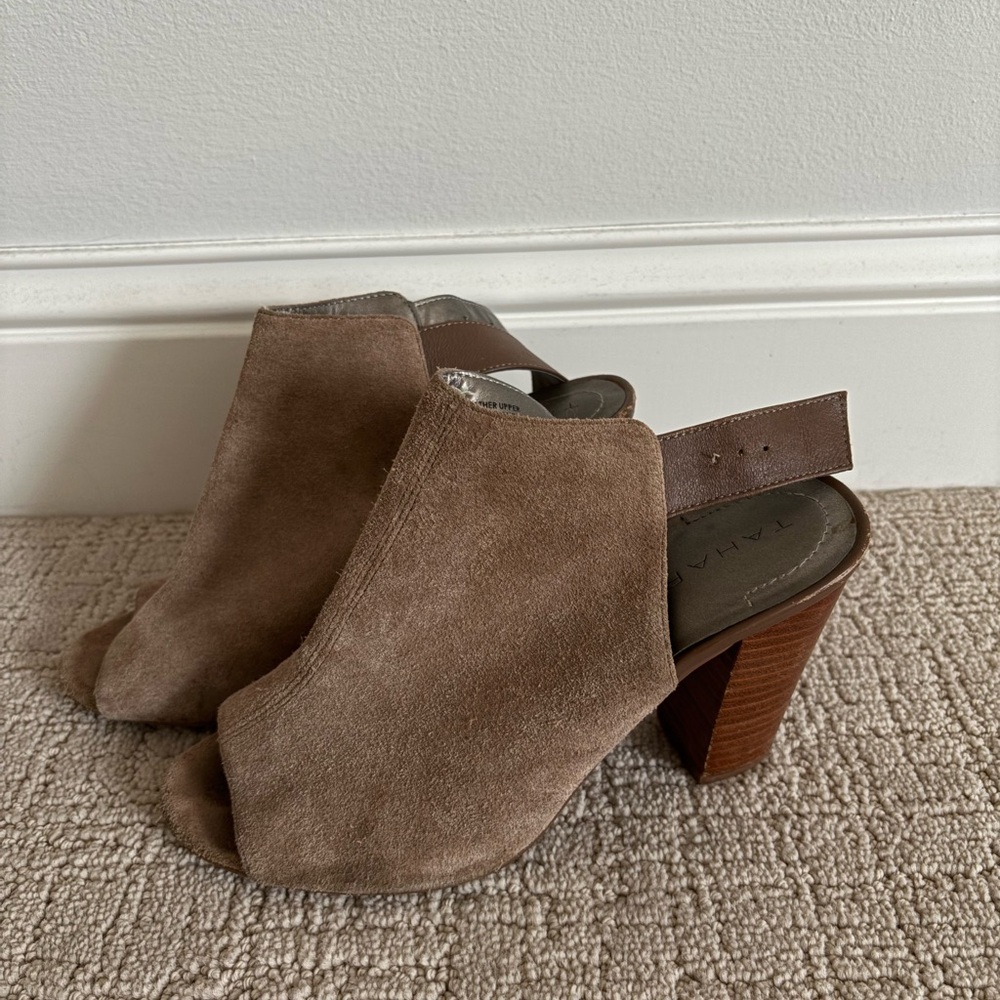 Taupe Suede Women's Heeled Sandals